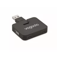   Hub usb cu 4 porturi, 2401E15564, Everestus, 5.3x4.3x1 cm, Plastic, Negru