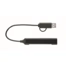 Hub usb, 2410E22359, Everestus, 1.7 x 0.7 x 9.5 cm, Aluminiu, Negru