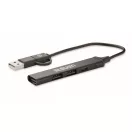 Hub usb, 2410E22359, Everestus, 1.7 x 0.7 x 9.5 cm, Aluminiu, Negru