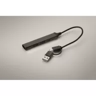   Hub usb, 2410E22359, Everestus, 1.7 x 0.7 x 9.5 cm, Aluminiu, Negru