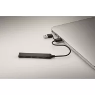   Hub usb, 2410E22359, Everestus, 1.7 x 0.7 x 9.5 cm, Aluminiu, Negru