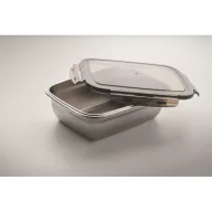   Caserola pranz, 1500 ml, 2410E21910, Everestus, 22.5 x 17 x 7.6 cm, Otel, Gri Transparent