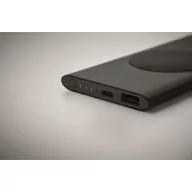   Powerbank 5000 mAh, 15 W, Wireless, USB-C, USB-A, 2410E23129, Everestus, 12 x 6.5 x 0.9 cm, Aluminiu, Negru