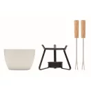 Set fondue ciocolata, pentru 2 persoane, 2410E24584, Everestus, 10 x 10 x 13 cm, Ceramica, Alb