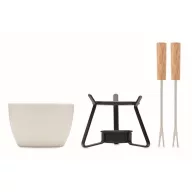   Set fondue ciocolata, pentru 2 persoane, 2410E24584, Everestus, 10 x 10 x 13 cm, Ceramica, Alb