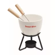   Set fondue ciocolata, pentru 2 persoane, 2410E24584, Everestus, 10 x 10 x 13 cm, Ceramica, Alb