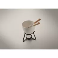   Set fondue ciocolata, pentru 2 persoane, 2410E24584, Everestus, 10 x 10 x 13 cm, Ceramica, Alb