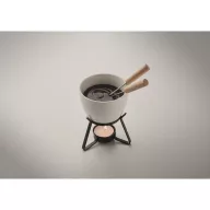   Set fondue ciocolata, pentru 2 persoane, 2410E24584, Everestus, 10 x 10 x 13 cm, Ceramica, Alb