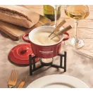Set fondue branza, pentru 2 persoane, 2410E24585, Everestus, 14 x 13 x 15.5 cm, Ceramica, Rosu