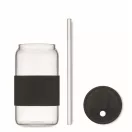 Pahar cu pai, 550 ml, 2502E15501, Everestus, ⌀7 x 15 cm, Sticla, Negru