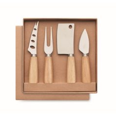   Set cutite de bucatarie, 2502E16006, Everestus, 17 x 17 x 2 cm, Lemn, Natur