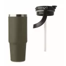 Cana de voiaj, Everestus, 2610E18499, 850 ml, Ø8.5x23.5 cm, Otel inoxidabil, Verde inchis