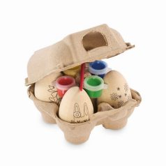   Set pictura cu 4 oua din lemn, 2502E14333, Everestus, 10 x 10 x 7 cm, Lemn, Natur