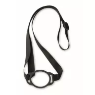   Lanyard cu suport pentru pahar, 2502E14257, Everestus, 55 x 6 cm, Poliester, Negru