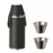 Set termos 230 ml cu 2 pahare 20 ml, 2509E15292, Everestus, Ø5.2x14.7 cm, Otel, Negru