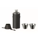Set termos 230 ml cu 2 pahare 20 ml, 2509E15292, Everestus, Ø5.2x14.7 cm, Otel, Negru