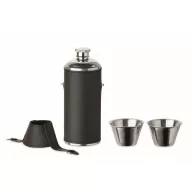   Set termos 230 ml cu 2 pahare 20 ml, 2509E15292, Everestus, Ø5.2x14.7 cm, Otel, Negru