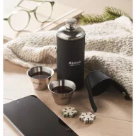   Set termos 230 ml cu 2 pahare 20 ml, 2509E15292, Everestus, Ø5.2x14.7 cm, Otel, Negru