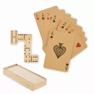   Set domino si carti de joc, 2509E16554, Everestus, 19.2x7.6x3 cm, Lemn, Natur