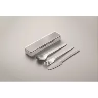   Set tacamuri reutilizabile, Everestus, 2601E14500, 19.5x5.2x2 cm, Otel, Alb