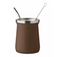   Pahar yerba mate cu perete dublu, 240 ml, Everestus, 2601E14126, Ø8x10.7 cm, Otel, Maro