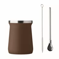   Pahar yerba mate cu perete dublu, 240 ml, Everestus, 2601E14126, Ø8x10.7 cm, Otel, Maro