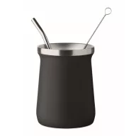   Pahar yerba mate cu perete dublu, 240 ml, Everestus, 2601E14127, Ø8x10.7 cm, Otel, Negru