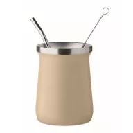   Pahar yerba mate cu perete dublu, 240 ml, Everestus, 2601E14125, Ø8x10.7 cm, Otel, Bej