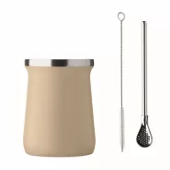   Pahar yerba mate cu perete dublu, 240 ml, Everestus, 2601E14125, Ø8x10.7 cm, Otel, Bej