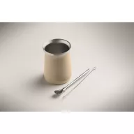   Pahar yerba mate cu perete dublu, 240 ml, Everestus, 2601E14125, Ø8x10.7 cm, Otel, Bej