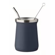   Pahar yerba mate cu perete dublu, 240 ml, Everestus, 2601E14124, Ø8x10.7 cm, Otel, Albastru French Navy