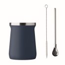 Pahar yerba mate cu perete dublu, 240 ml, Everestus, 2601E14124, Ø8x10.7 cm, Otel, Albastru French Navy