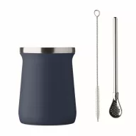   Pahar yerba mate cu perete dublu, 240 ml, Everestus, 2601E14124, Ø8x10.7 cm, Otel, Albastru French Navy