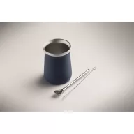   Pahar yerba mate cu perete dublu, 240 ml, Everestus, 2601E14124, Ø8x10.7 cm, Otel, Albastru French Navy