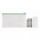 Set penar si 4 creioane colorate, Everestus, 2601E14170, 23x13 cm, Material netesut, Verde lime