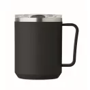 Cana de voiaj, 400 ml, Everestus, 2601E13906, 11.6x11.5 cm, Otel, Negru
