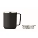 Cana de voiaj, 400 ml, Everestus, 2601E13906, 11.6x11.5 cm, Otel, Negru