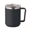 Cana de voiaj, Everestus, 2610E18464, 400 ml, 11.6x11.5 cm, Otel inoxidabil, Albastru marin francez