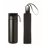   Set sticla de apa si umbrela, 600 ml, Everestus, 2601E14484, 18x19x34 cm, Aluminiu, Negru