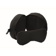   Set perna de calatorie si masca de ochi, Everestus, 2601E14493, 14x10.5 cm, Poliester, Negru