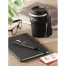 Set agenda A5, pix si cana de voiaj 350 ml, Everestus, 2601E14485, coperta cu elastic, 30.4x24.6x10.5 cm, Hartie, Negru