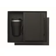  Set agenda A5, pix si cana de voiaj 350 ml, Everestus, 2601E14485, coperta cu elastic, 30.4x24.6x10.5 cm, Hartie, Negru