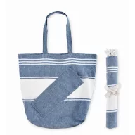   Geanta de plaja, Everestus, 2601E13994, 50x14x38 cm, Poliester, Bumbac, Albastru