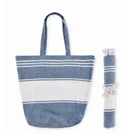   Geanta de plaja, Everestus, 2601E13994, 50x14x38 cm, Poliester, Bumbac, Albastru