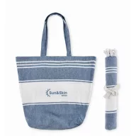   Geanta de plaja, Everestus, 2601E13994, 50x14x38 cm, Poliester, Bumbac, Albastru