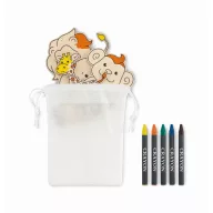   Set pictura cu 4 figurine, Everestus, 2601E14497, 11x15 cm, Material netesut, Alb