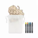 Set pictura cu 4 figurine, Everestus, 2601E14497, 11x15 cm, Material netesut, Alb