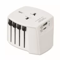   Adaptor universal cu 2 poli, Everestus, 2601E14505, Plastic, Alb