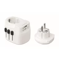   Adaptor universal cu 3 poli, Everestus, 2601E14506, Plastic, Alb