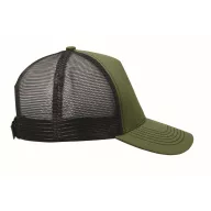   Sapca trucker cu 5 panouri, Everestus, 2601E14469, 21x16x11.5 cm, Bumbac, Verde militar